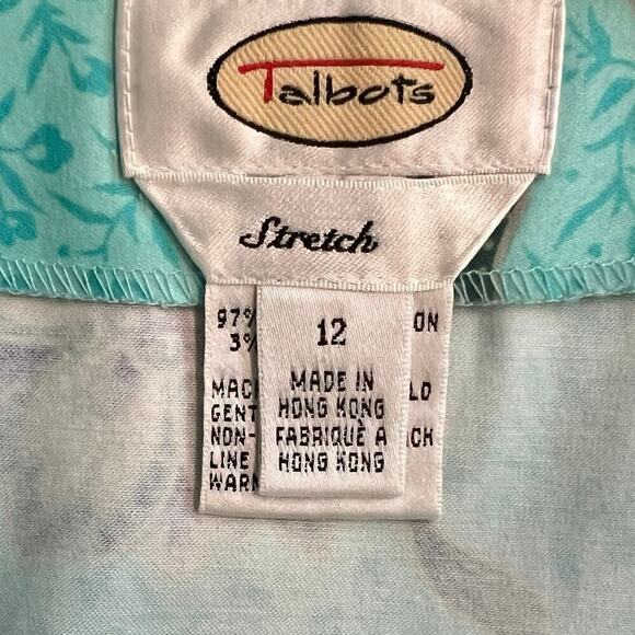 Talbots Stretch Cotton Maxi Wrap Skirt Turquoise Tropical Floral Size 12 NWOT - Picture 9 of 11